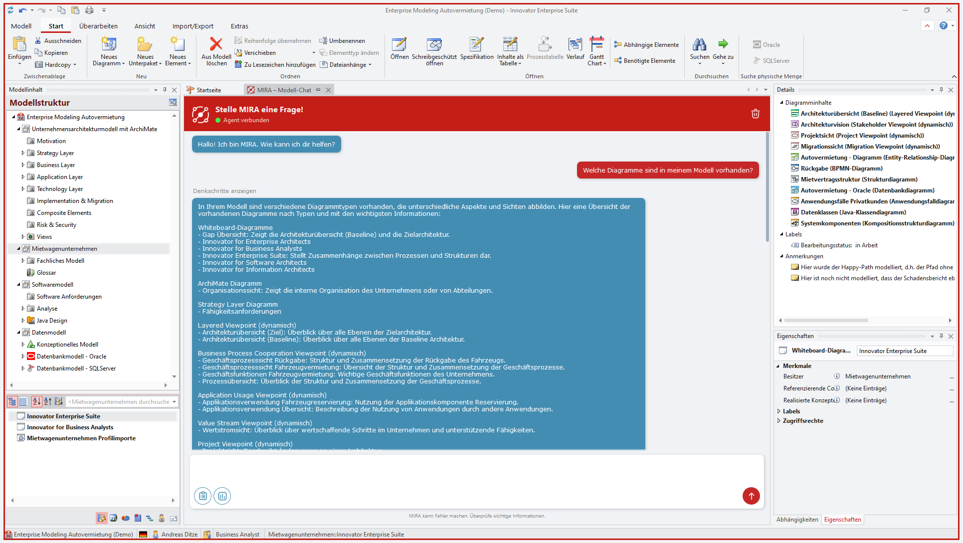 Ask your Models | MIRA-Plugin in Innovator